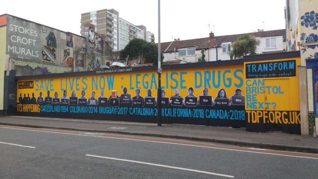 Bristol street art 'Save lives now: legalise drugs'